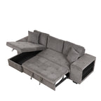 104.5 Modern L-Shape 3 Seat Reversible Sectional Couch, Pull Out Sleeper Sofa with Storage Chaise and 2 Stools for Living Room Furniture Set,Knox Charcoal (old sku:SG000431AAA)
