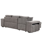 104.5 Modern L-Shape 3 Seat Reversible Sectional Couch, Pull Out Sleeper Sofa with Storage Chaise and 2 Stools for Living Room Furniture Set,Knox Charcoal (old sku:SG000431AAA)