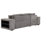 104.5 Modern L-Shape 3 Seat Reversible Sectional Couch, Pull Out Sleeper Sofa with Storage Chaise and 2 Stools for Living Room Furniture Set,Knox Charcoal (old sku:SG000431AAA)