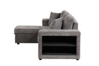 104.5 Modern L-Shape 3 Seat Reversible Sectional Couch, Pull Out Sleeper Sofa with Storage Chaise and 2 Stools for Living Room Furniture Set,Knox Charcoal (old sku:SG000431AAA)