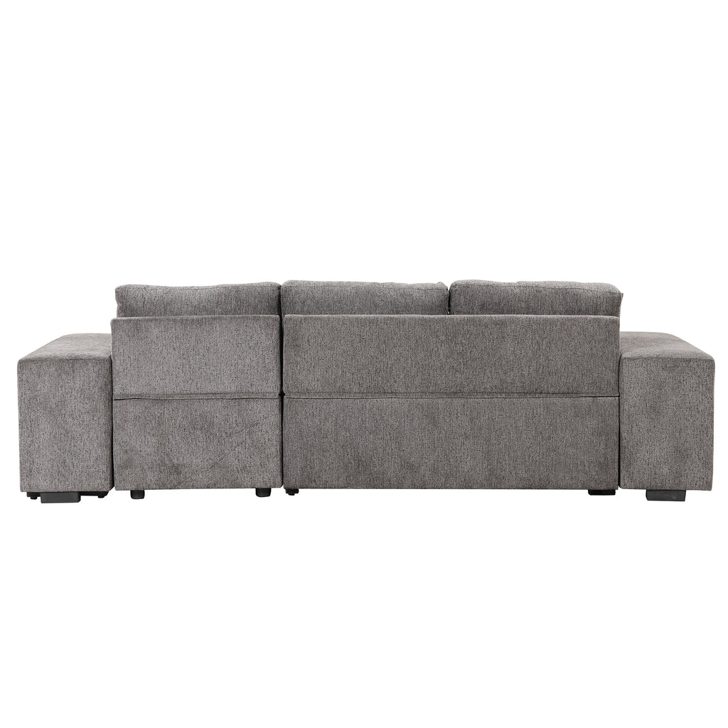 104.5 Modern L-Shape 3 Seat Reversible Sectional Couch, Pull Out Sleeper Sofa with Storage Chaise and 2 Stools for Living Room Furniture Set,Knox Charcoal (old sku:SG000431AAA)