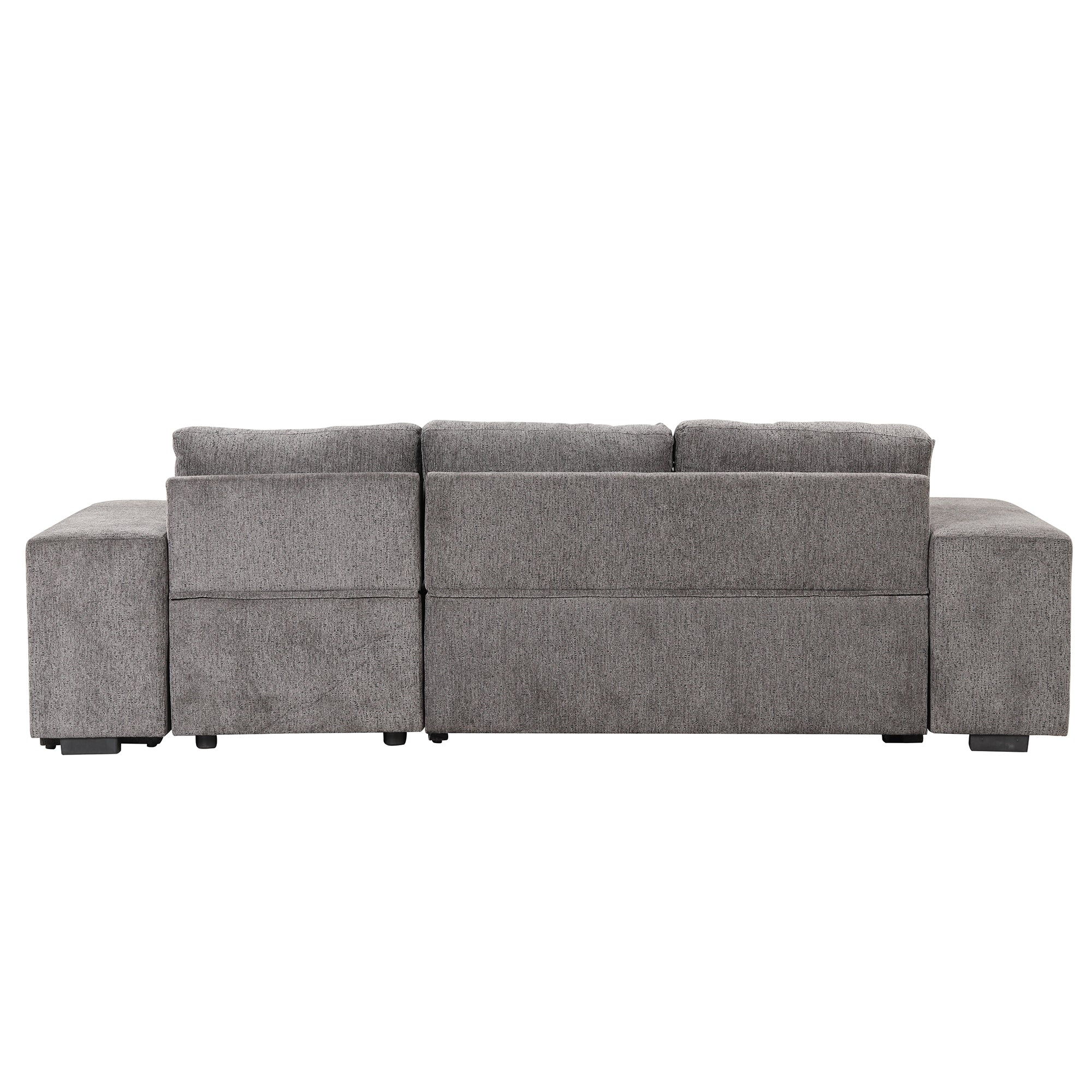 104.5 Modern L-Shape 3 Seat Reversible Sectional Couch, Pull Out Sleeper Sofa with Storage Chaise and 2 Stools for Living Room Furniture Set,Knox Charcoal (old sku:SG000431AAA)