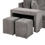 104.5 Modern L-Shape 3 Seat Reversible Sectional Couch, Pull Out Sleeper Sofa with Storage Chaise and 2 Stools for Living Room Furniture Set,Knox Charcoal (old sku:SG000431AAA)