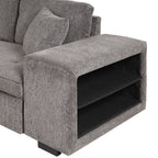 104.5 Modern L-Shape 3 Seat Reversible Sectional Couch, Pull Out Sleeper Sofa with Storage Chaise and 2 Stools for Living Room Furniture Set,Knox Charcoal (old sku:SG000431AAA)