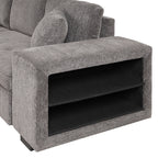 104.5 Modern L-Shape 3 Seat Reversible Sectional Couch, Pull Out Sleeper Sofa with Storage Chaise and 2 Stools for Living Room Furniture Set,Knox Charcoal (old sku:SG000431AAA)