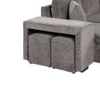104.5 Modern L-Shape 3 Seat Reversible Sectional Couch, Pull Out Sleeper Sofa with Storage Chaise and 2 Stools for Living Room Furniture Set,Knox Charcoal (old sku:SG000431AAA)