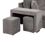 104.5 Modern L-Shape 3 Seat Reversible Sectional Couch, Pull Out Sleeper Sofa with Storage Chaise and 2 Stools for Living Room Furniture Set,Knox Charcoal (old sku:SG000431AAA)