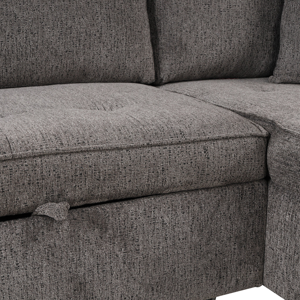 104.5 Modern L-Shape 3 Seat Reversible Sectional Couch, Pull Out Sleeper Sofa with Storage Chaise and 2 Stools for Living Room Furniture Set,Knox Charcoal (old sku:SG000431AAA)