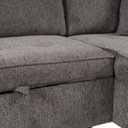 104.5 Modern L-Shape 3 Seat Reversible Sectional Couch, Pull Out Sleeper Sofa with Storage Chaise and 2 Stools for Living Room Furniture Set,Knox Charcoal (old sku:SG000431AAA)