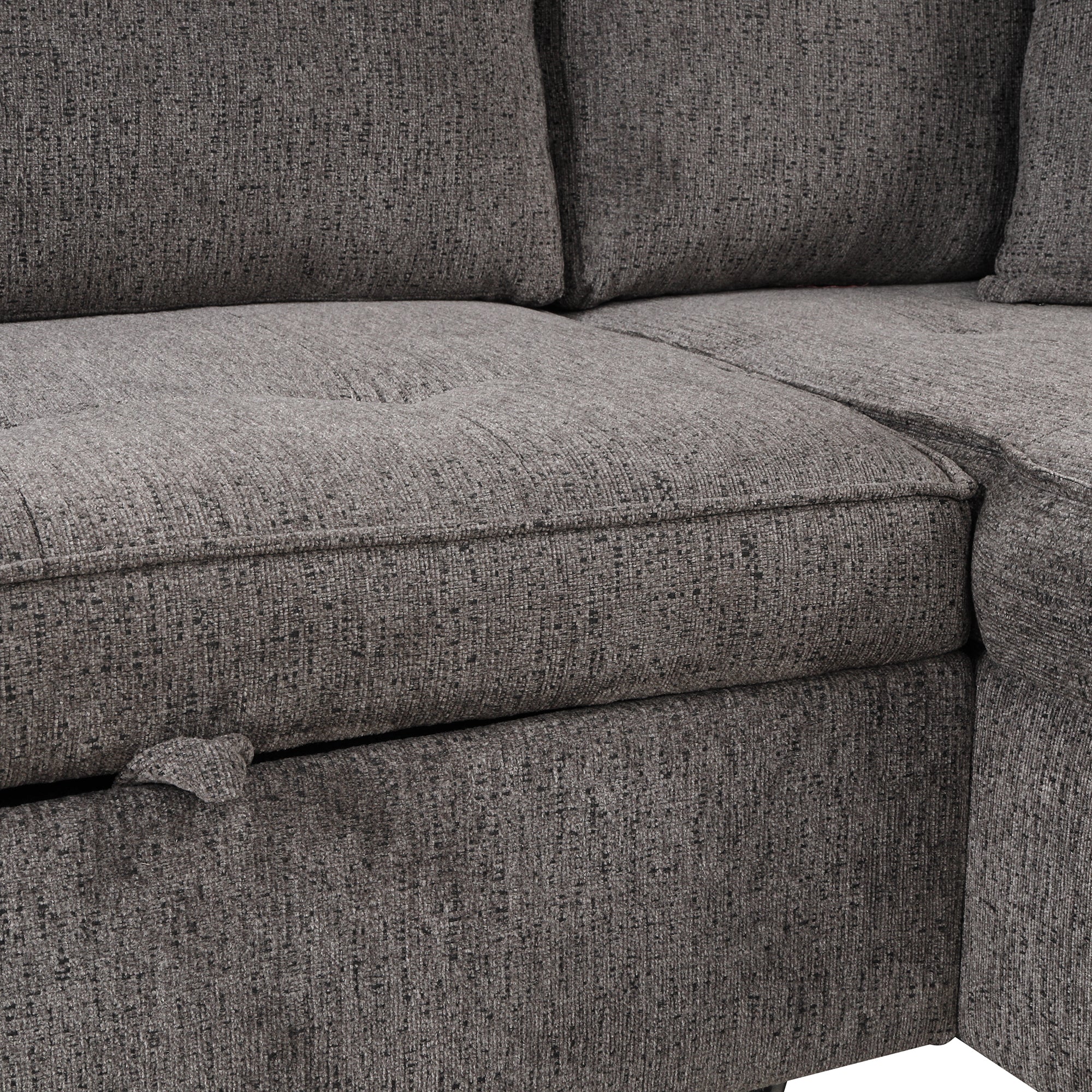 104.5 Modern L-Shape 3 Seat Reversible Sectional Couch, Pull Out Sleeper Sofa with Storage Chaise and 2 Stools for Living Room Furniture Set,Knox Charcoal (old sku:SG000431AAA)