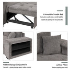104.5 Modern L-Shape 3 Seat Reversible Sectional Couch, Pull Out Sleeper Sofa with Storage Chaise and 2 Stools for Living Room Furniture Set,Knox Charcoal (old sku:SG000431AAA)