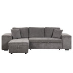 104.5 Modern L-Shape 3 Seat Reversible Sectional Couch, Pull Out Sleeper Sofa with Storage Chaise and 2 Stools for Living Room Furniture Set,Knox Charcoal (old sku:SG000431AAA)