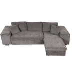 104.5 Modern L-Shape 3 Seat Reversible Sectional Couch, Pull Out Sleeper Sofa with Storage Chaise and 2 Stools for Living Room Furniture Set,Knox Charcoal (old sku:SG000431AAA)