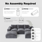 108' Cloud Sectional Couch with L-Shape Chaise, Left-right interchangeable,Modern Modular Sofa with Deep Seat, Upholstered Couches for Living Room Bedroom,No Assembly Required, Soft Plush Corduroy Fab