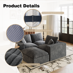 108' Cloud Sectional Couch with L-Shape Chaise, Left-right interchangeable,Modern Modular Sofa with Deep Seat, Upholstered Couches for Living Room Bedroom,No Assembly Required, Soft Plush Corduroy Fab
