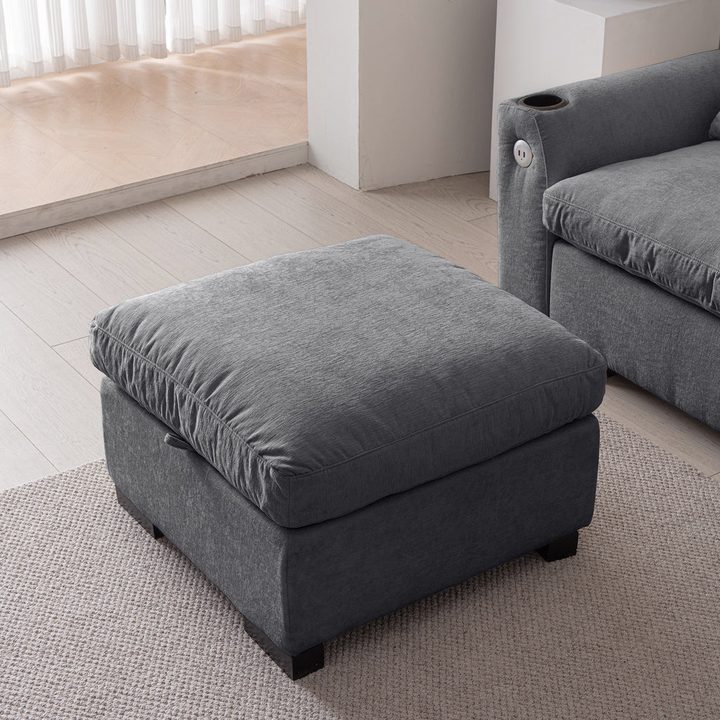[VIDEO] provided]114.5"Modern Modular L Shaped Chenille Sofa Couch Reversible Ottoman With Storage Removable and Washable Cushions Sofa With USB Ports & Cup Holder For Living Room