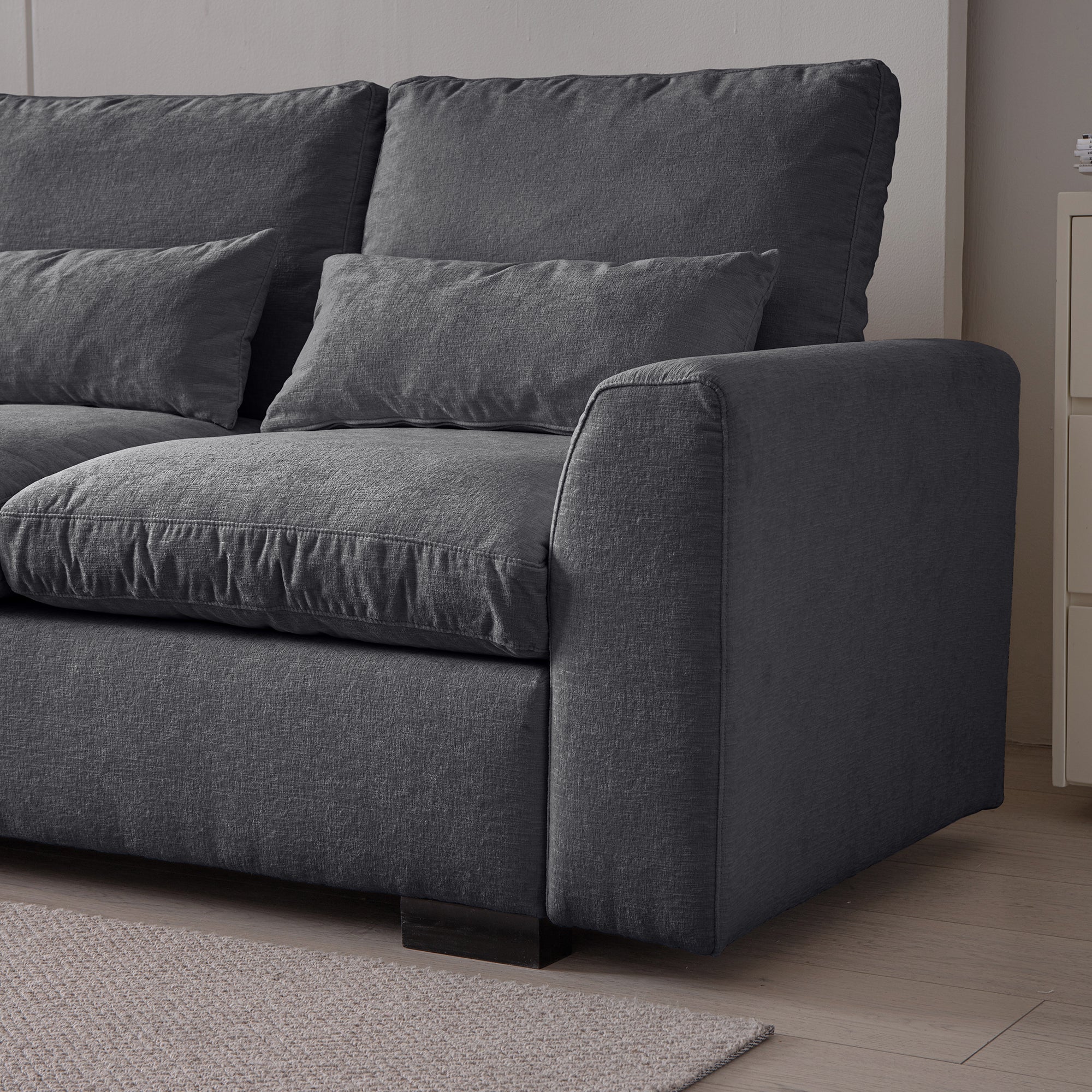 [VIDEO] provided]114.5"Modern Modular L Shaped Chenille Sofa Couch Reversible Ottoman With Storage Removable and Washable Cushions Sofa With USB Ports & Cup Holder For Living Room