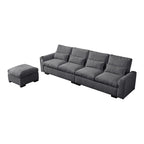 [VIDEO] provided]114.5"Modern Modular L Shaped Chenille Sofa Couch Reversible Ottoman With Storage Removable and Washable Cushions Sofa With USB Ports & Cup Holder For Living Room