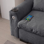 [VIDEO] provided]114.5"Modern Modular L Shaped Chenille Sofa Couch Reversible Ottoman With Storage Removable and Washable Cushions Sofa With USB Ports & Cup Holder For Living Room