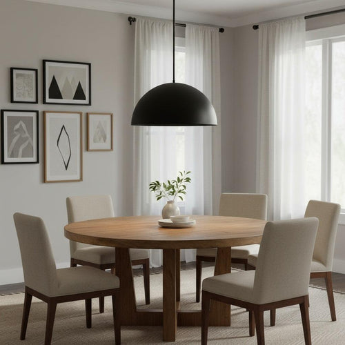 Modern 24 Inch Diameter LED Black Pendant Light.