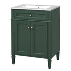24' Bathroom Vanity with 2 Doors and Tip-Out Drawer, Bathroom Storage Cabinet with Sink, Soft-Closing Doors with Organizers