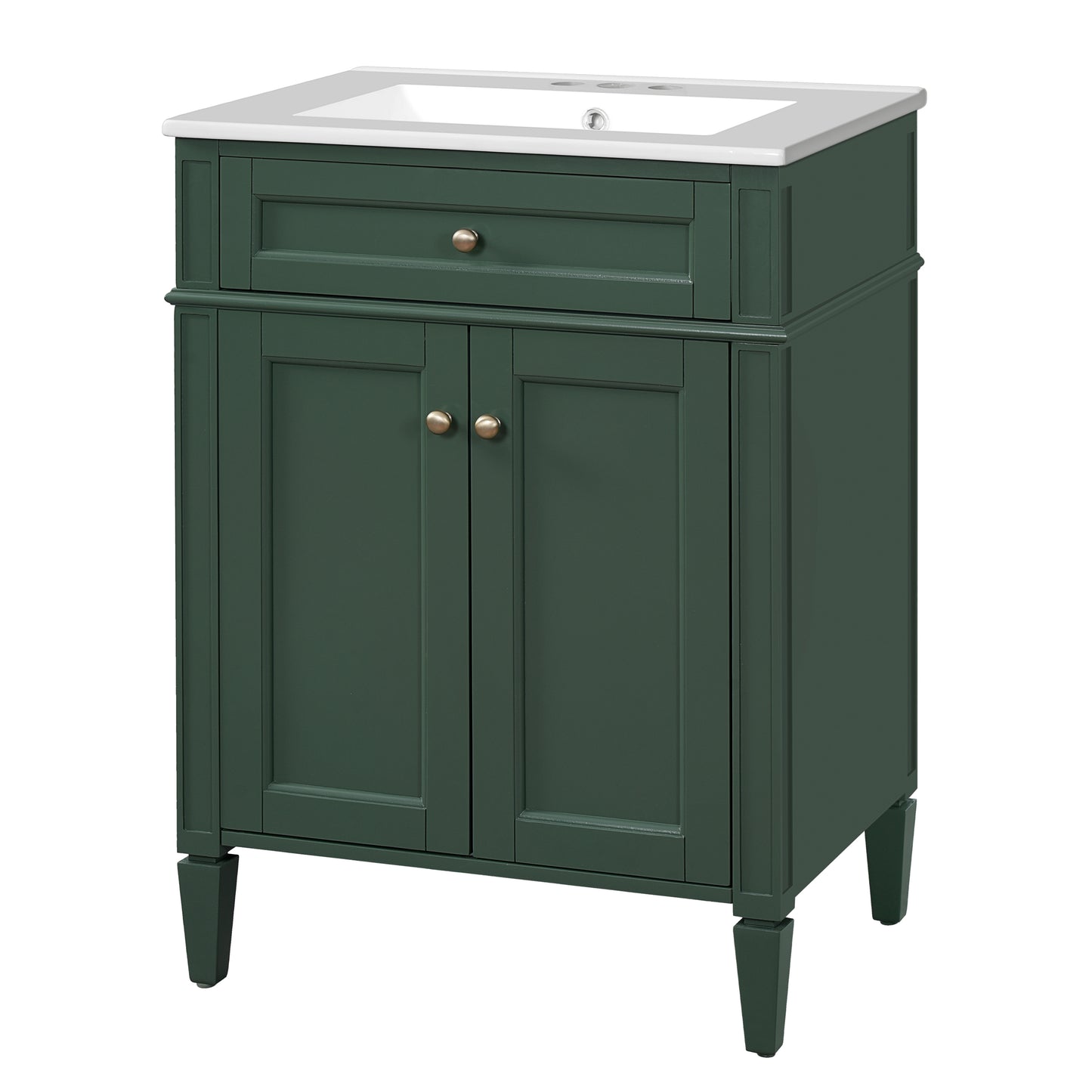 24' Bathroom Vanity with 2 Doors and Tip-Out Drawer, Bathroom Storage Cabinet with Sink, Soft-Closing Doors with Organizers