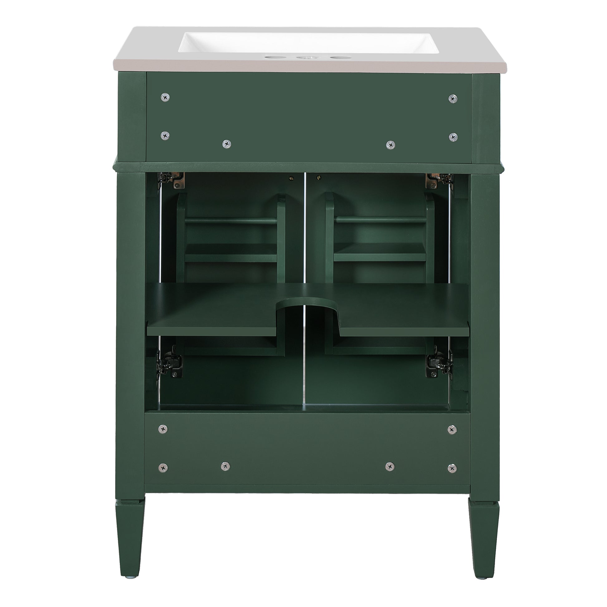 24' Bathroom Vanity with 2 Doors and Tip-Out Drawer, Bathroom Storage Cabinet with Sink, Soft-Closing Doors with Organizers