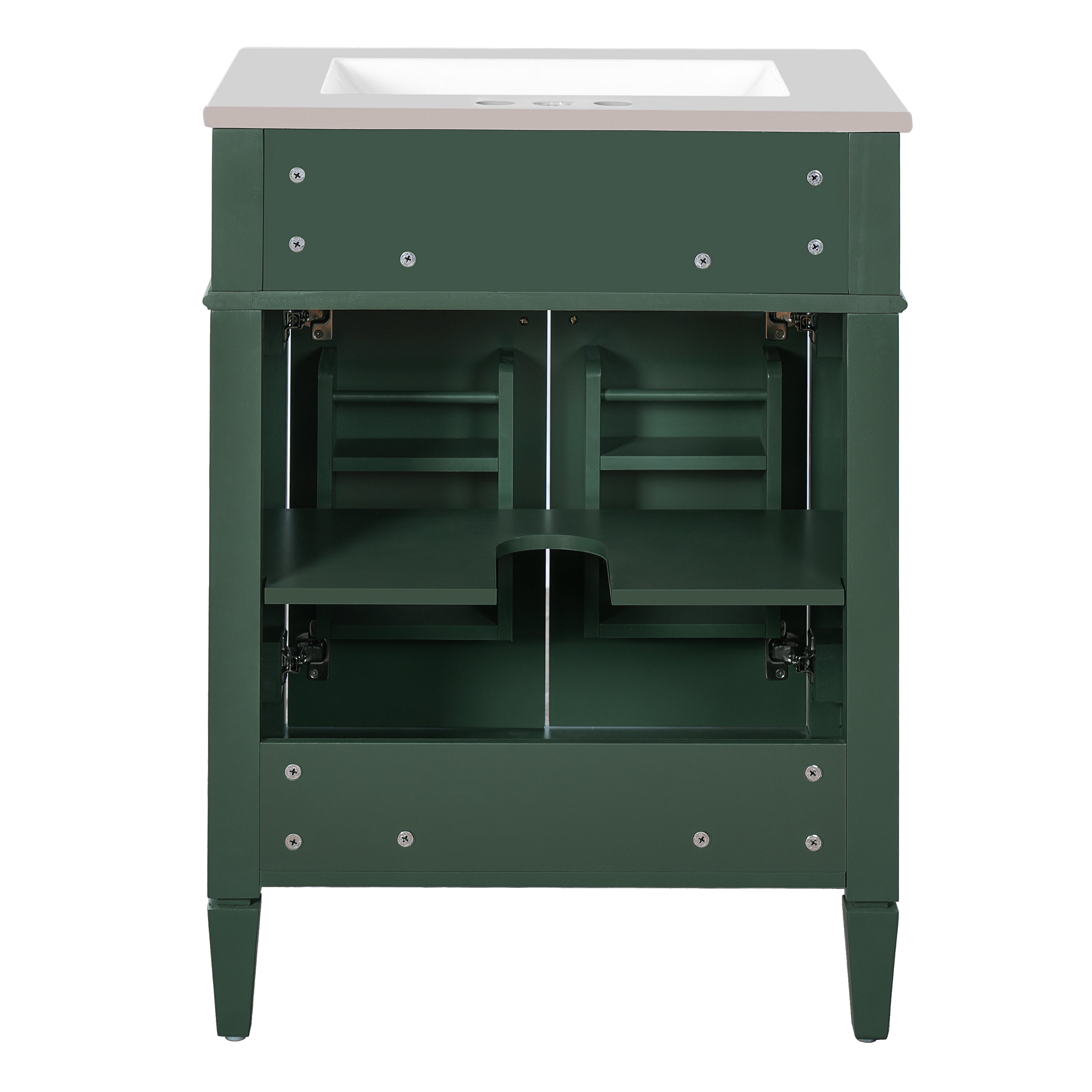 24' Bathroom Vanity with 2 Doors and Tip-Out Drawer, Bathroom Storage Cabinet with Sink, Soft-Closing Doors with Organizers