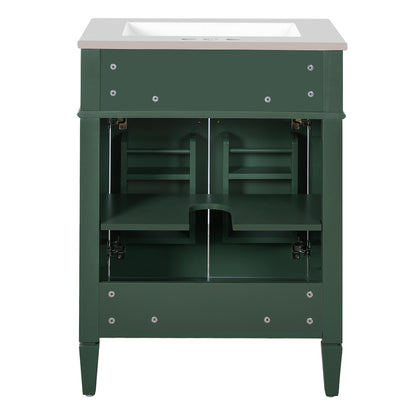 24' Bathroom Vanity with 2 Doors and Tip-Out Drawer, Bathroom Storage Cabinet with Sink, Soft-Closing Doors with Organizers