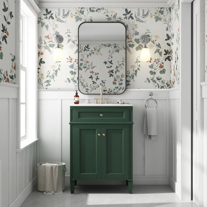 24' Bathroom Vanity with 2 Doors and Tip-Out Drawer, Bathroom Storage Cabinet with Sink, Soft-Closing Doors with Organizers