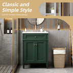 24' Bathroom Vanity with 2 Doors and Tip-Out Drawer, Bathroom Storage Cabinet with Sink, Soft-Closing Doors with Organizers