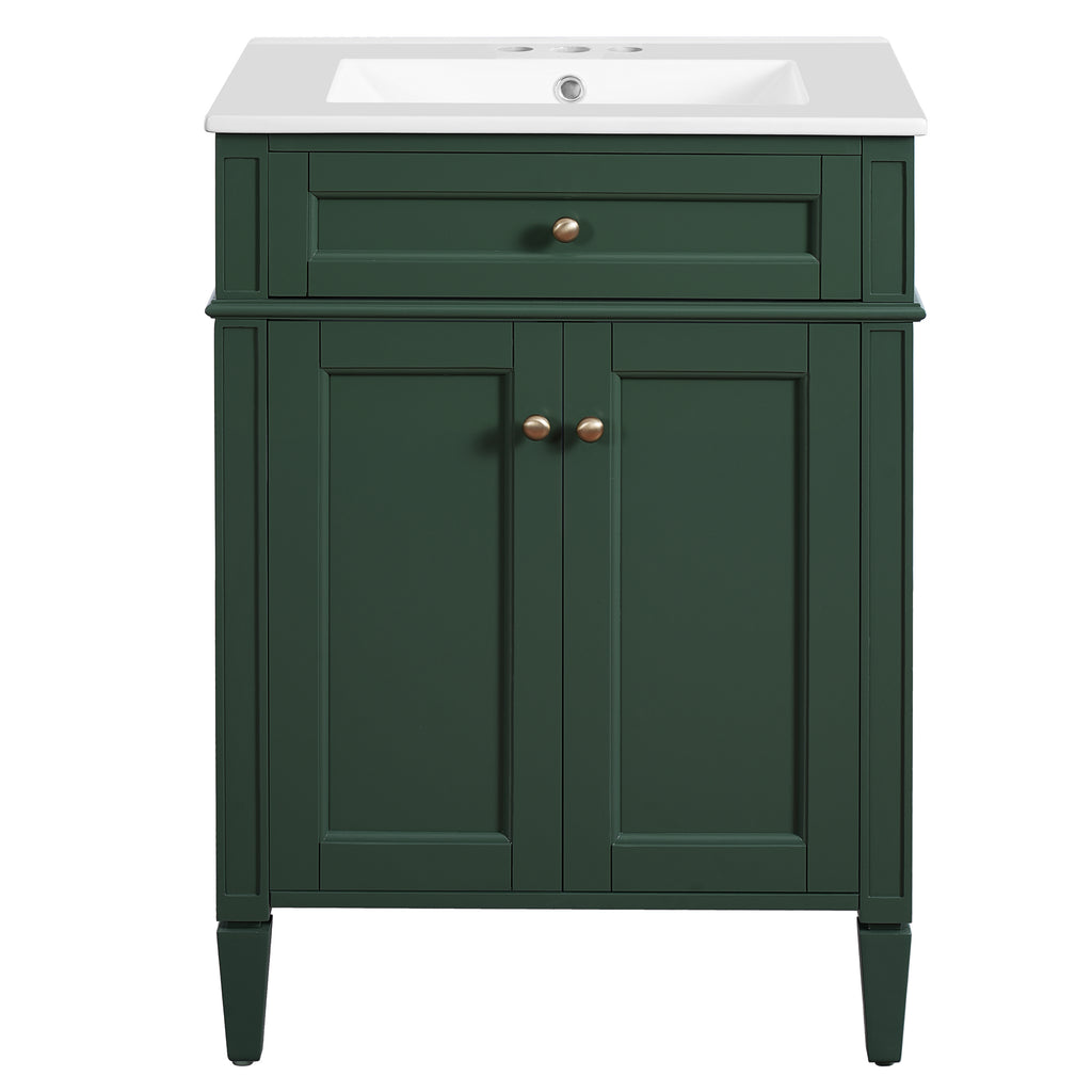 24' Bathroom Vanity with 2 Doors and Tip-Out Drawer, Bathroom Storage Cabinet with Sink, Soft-Closing Doors with Organizers