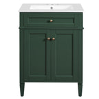 24' Bathroom Vanity with 2 Doors and Tip-Out Drawer, Bathroom Storage Cabinet with Sink, Soft-Closing Doors with Organizers