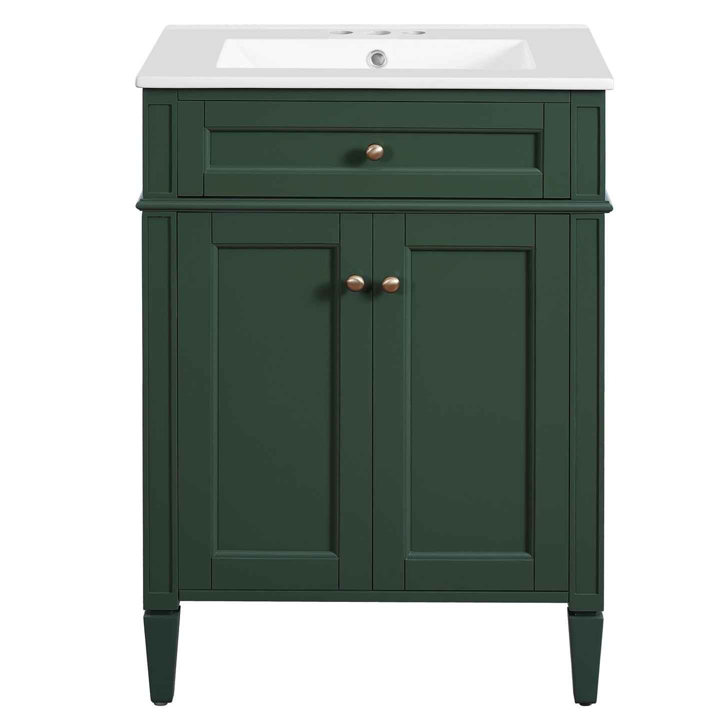 24' Bathroom Vanity with 2 Doors and Tip-Out Drawer, Bathroom Storage Cabinet with Sink, Soft-Closing Doors with Organizers