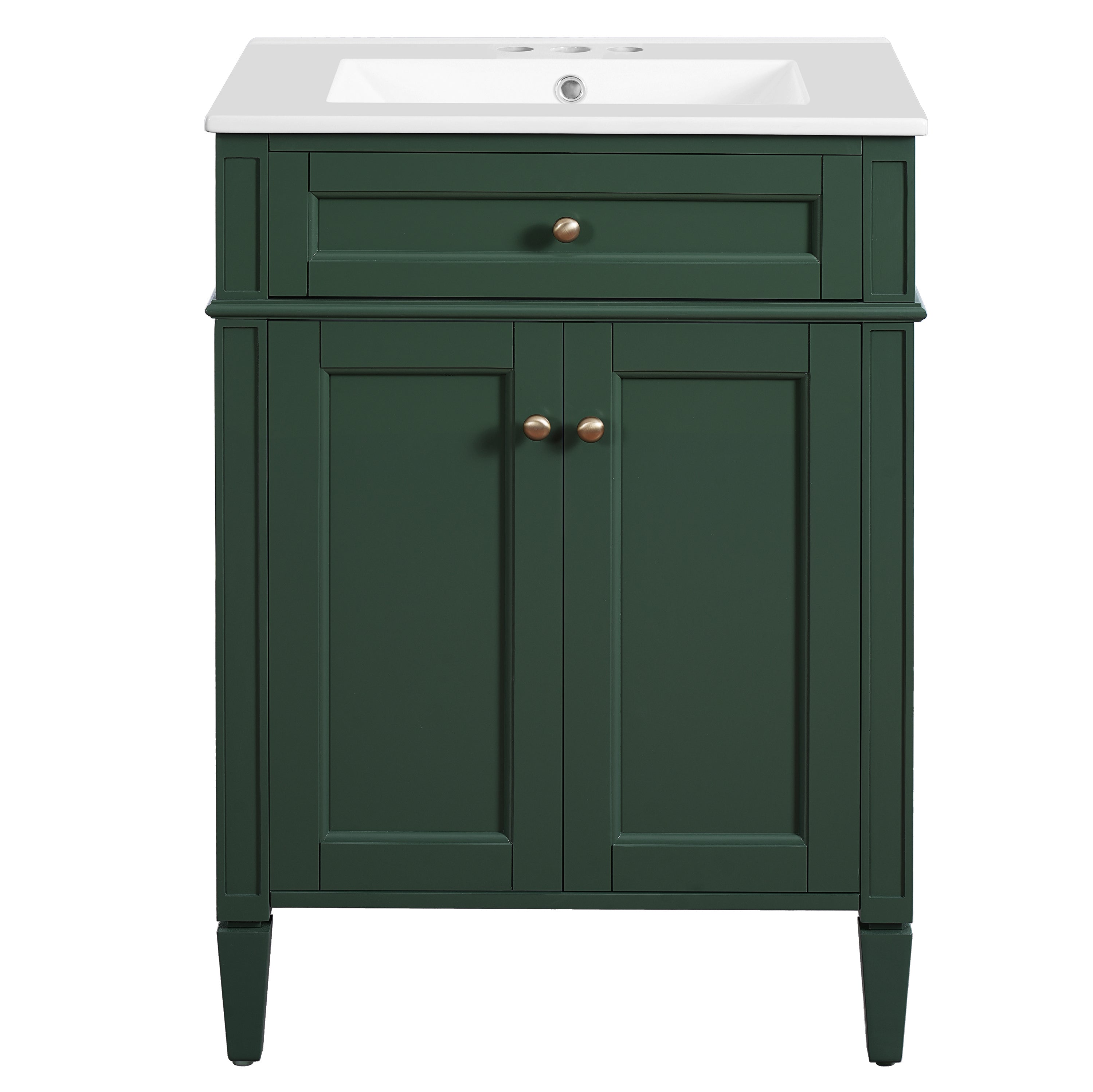24' Bathroom Vanity with 2 Doors and Tip-Out Drawer, Bathroom Storage Cabinet with Sink, Soft-Closing Doors with Organizers