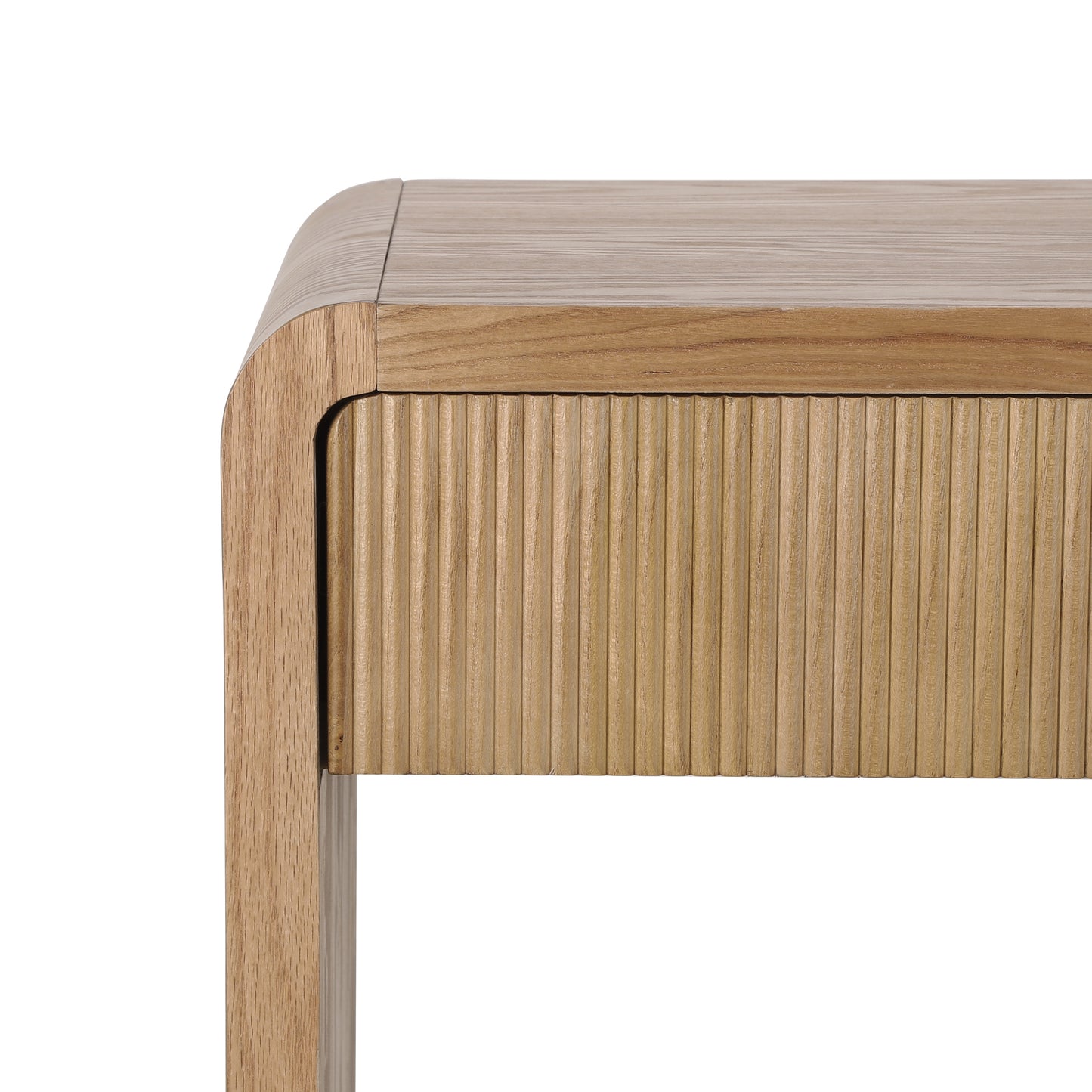 Modern 3-Drawer Console Table with Vertical Slats, Round Edge Design, Perfect for Entryway, Hallway or Behind Sofa