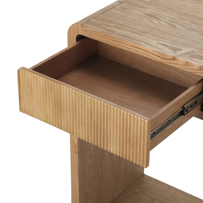 Modern 3-Drawer Console Table with Vertical Slats, Round Edge Design, Perfect for Entryway, Hallway or Behind Sofa