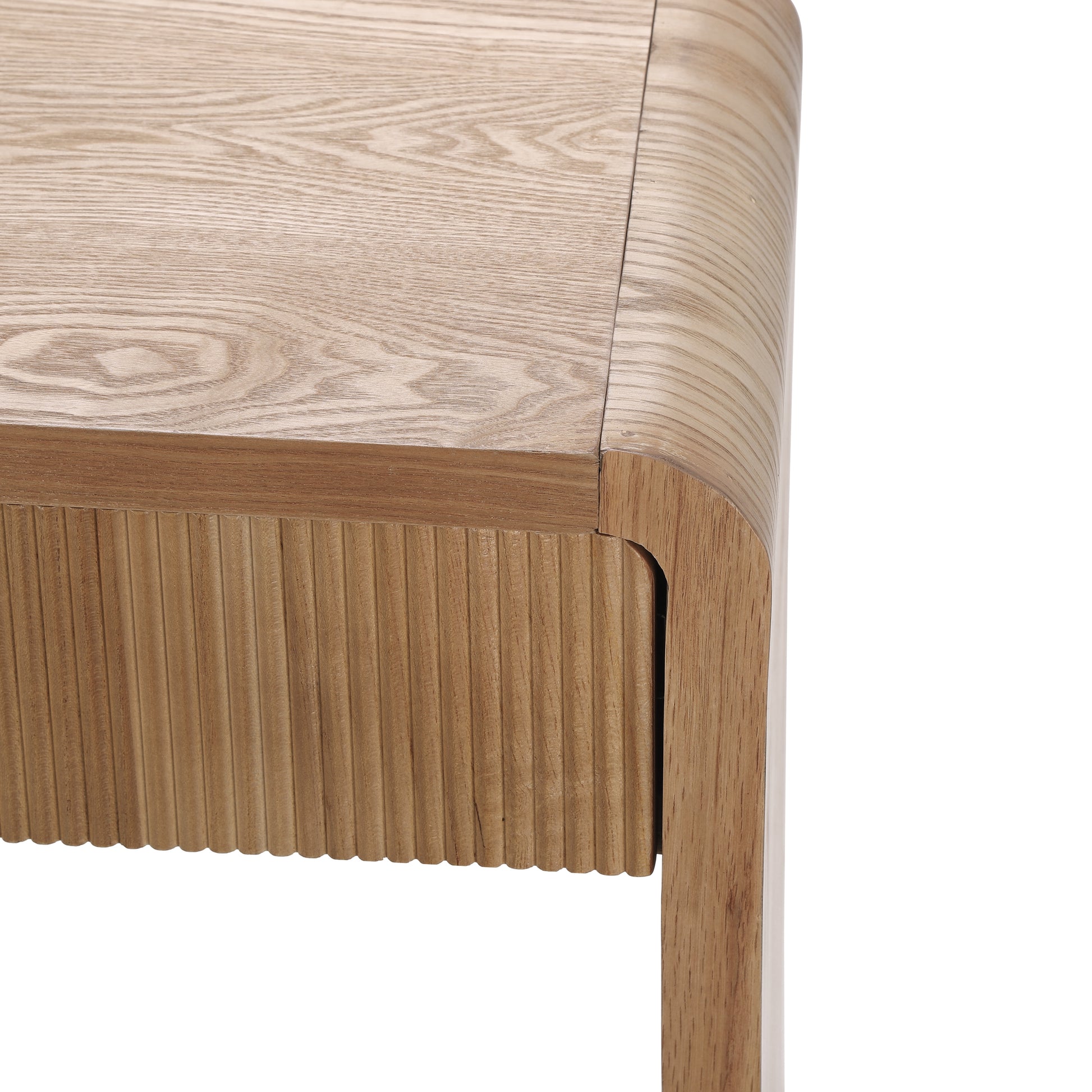 Modern 3-Drawer Console Table with Vertical Slats, Round Edge Design, Perfect for Entryway, Hallway or Behind Sofa