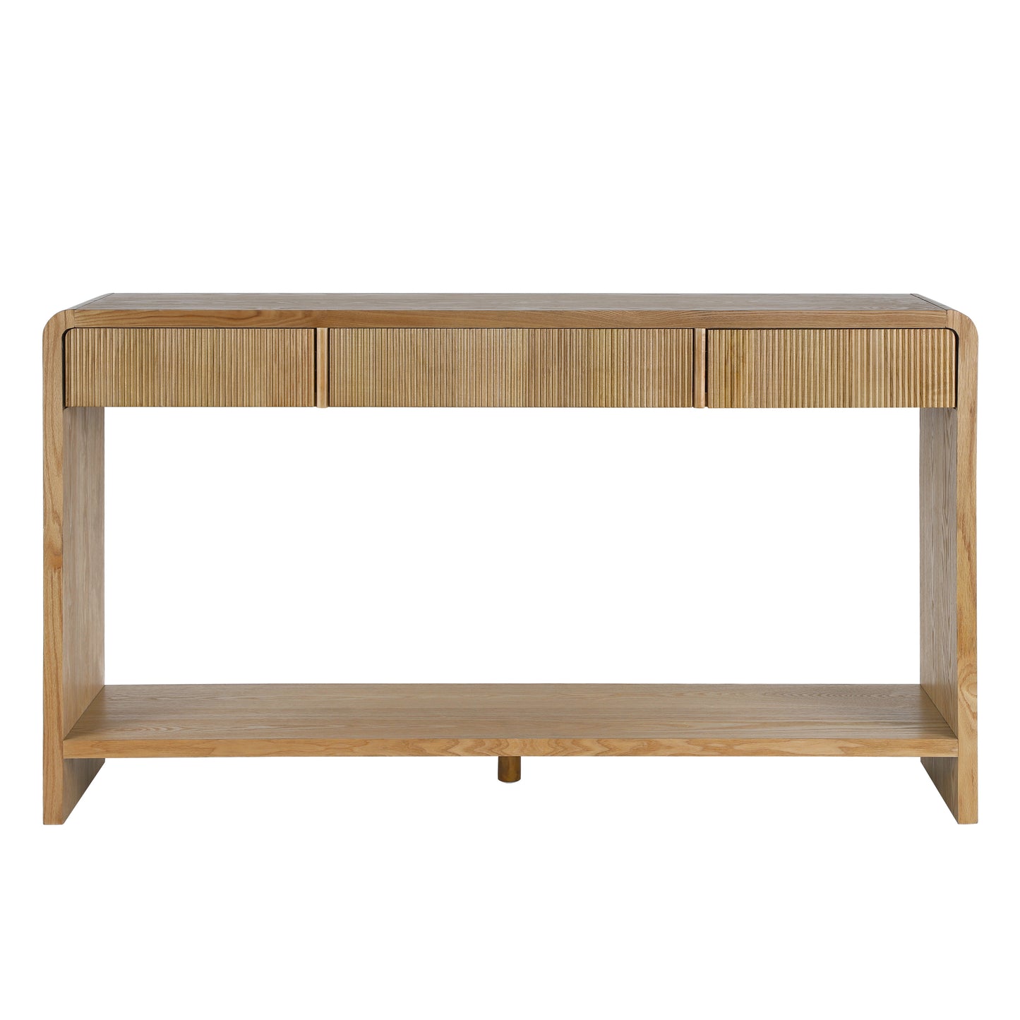 Modern 3-Drawer Console Table with Vertical Slats, Round Edge Design, Perfect for Entryway, Hallway or Behind Sofa