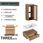 30 inch Wall-Mounted Bathroom Vanity with Resin Sink and Side Cabinet,Soft Close Drawer (KD-Packing), 09430IMO-30L-SC00512IMO Combination Cabinet