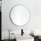 32 x 32 Inch Bathroom Mirror Black Aluminum Frame - Groovy Boardz