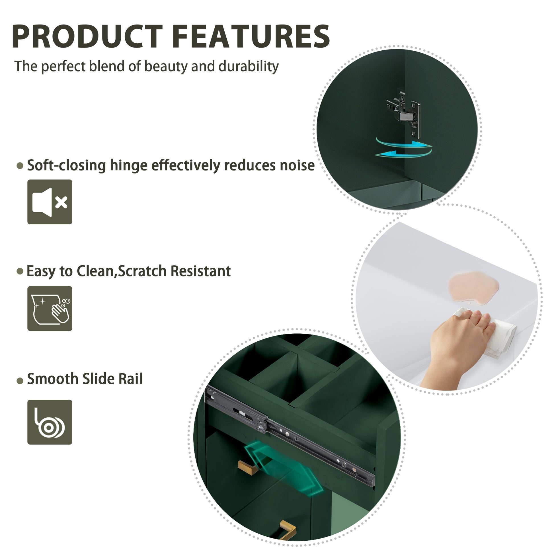 36'' Bathroom Vanity with Ceramic Sink Combo, Solid Wood Frame Bathroom Storage Cabinet, Freestanding Vanity Set with 3 Drawers& Soft Closing Doors