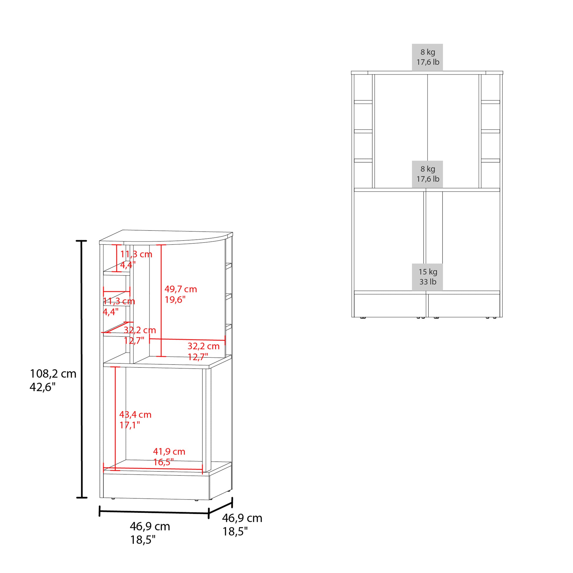 Jakes 42 Tall Corner Bar Cabinet with Eight Wine Bottle Cubbies and Double Door cabinet, Living Room, Liquor Cabinet, Storage Cabinet Black Wengue