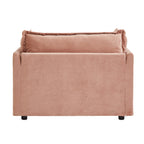 Modern 47' Cozy Upholstered Armchair Sofa with Movable Ottoman, Pink Chenille Fabric, Wide Seat and Curved Armrests
