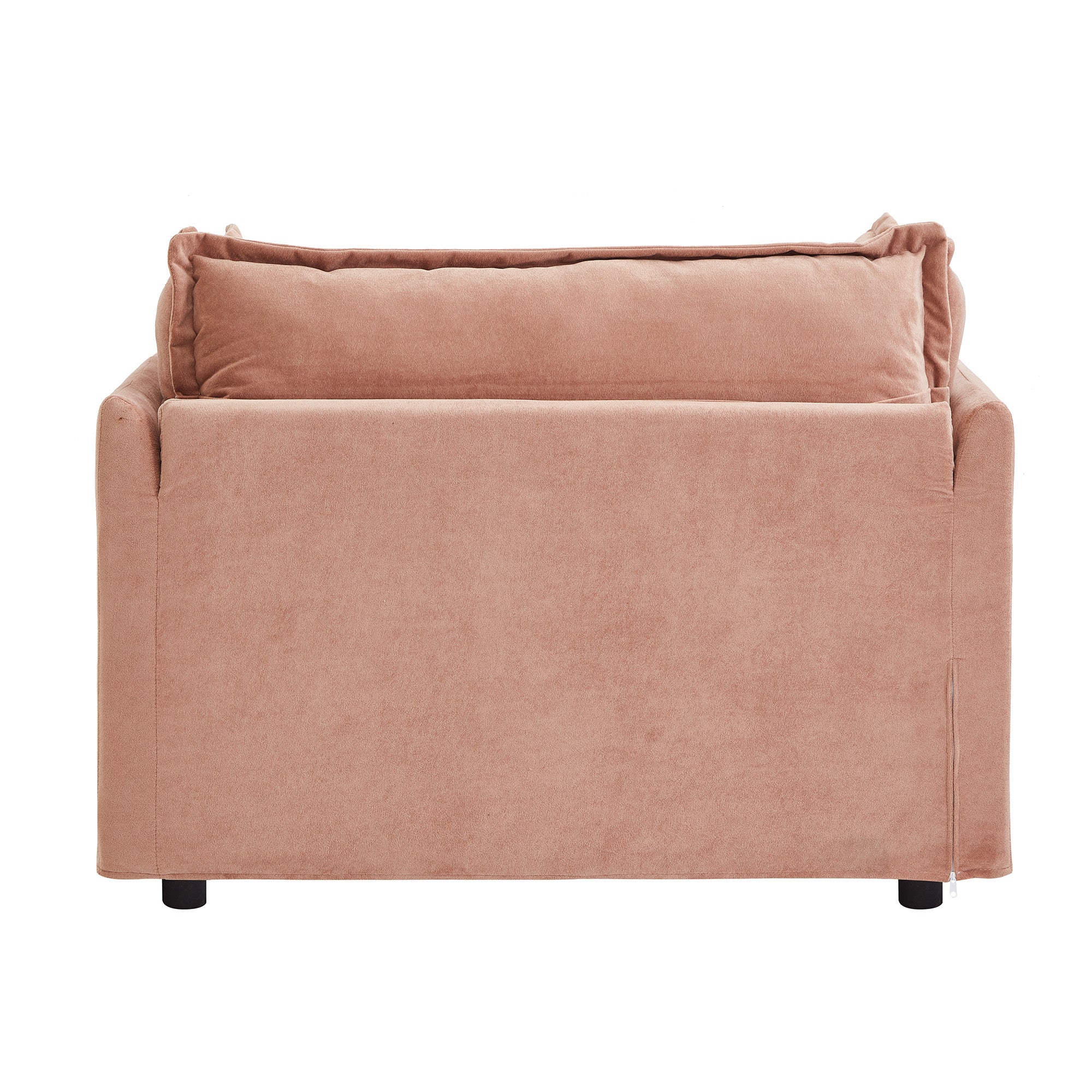 Modern 47' Cozy Upholstered Armchair Sofa with Movable Ottoman, Pink Chenille Fabric, Wide Seat and Curved Armrests