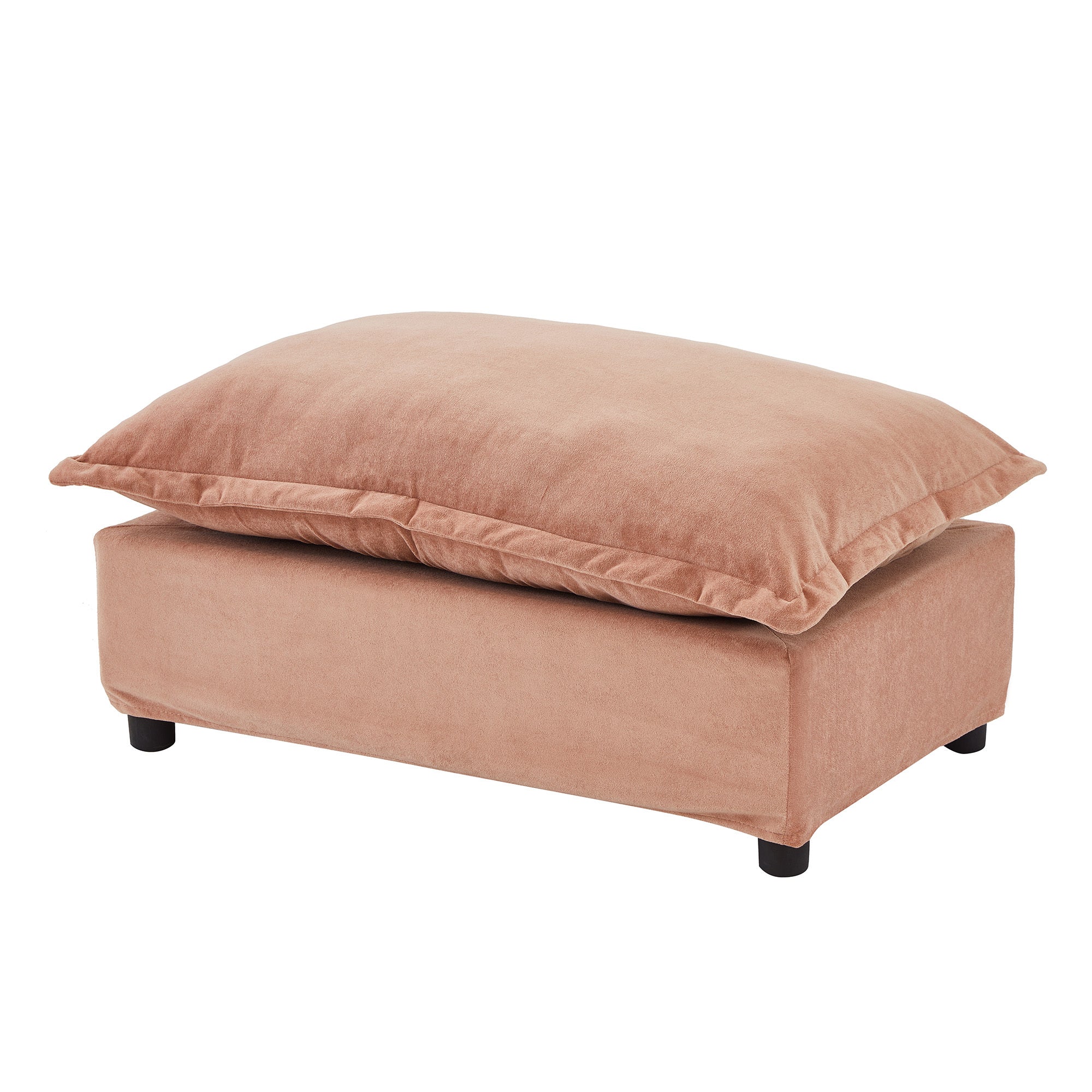 Modern 47' Cozy Upholstered Armchair Sofa with Movable Ottoman, Pink Chenille Fabric, Wide Seat and Curved Armrests