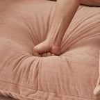 Modern 47' Cozy Upholstered Armchair Sofa with Movable Ottoman, Pink Chenille Fabric, Wide Seat and Curved Armrests