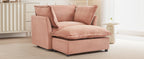 Modern 47' Cozy Upholstered Armchair Sofa with Movable Ottoman, Pink Chenille Fabric, Wide Seat and Curved Armrests