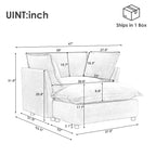 Modern 47' Cozy Upholstered Armchair Sofa with Movable Ottoman, Pink Chenille Fabric, Wide Seat and Curved Armrests