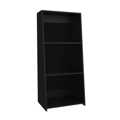 Modern 47 Inch Tall Three-Tier Ladder Bookcase Black.